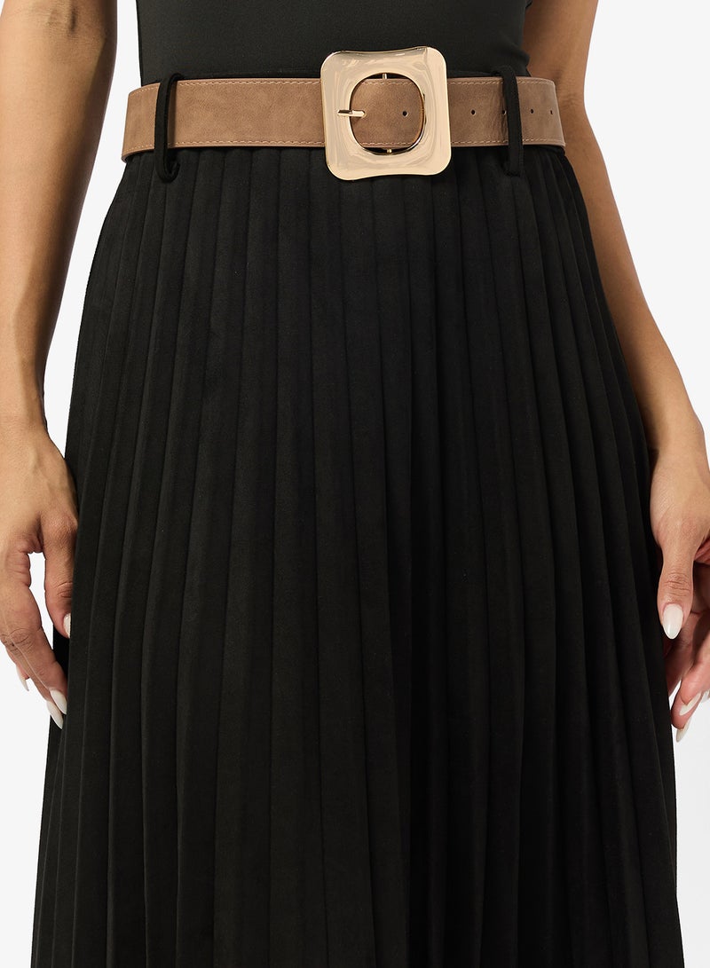 Ginger Belted Pleated Midi Skirt - Image 3